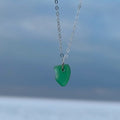 Green Sea Glass .925 Sterling Silver Necklace 18"