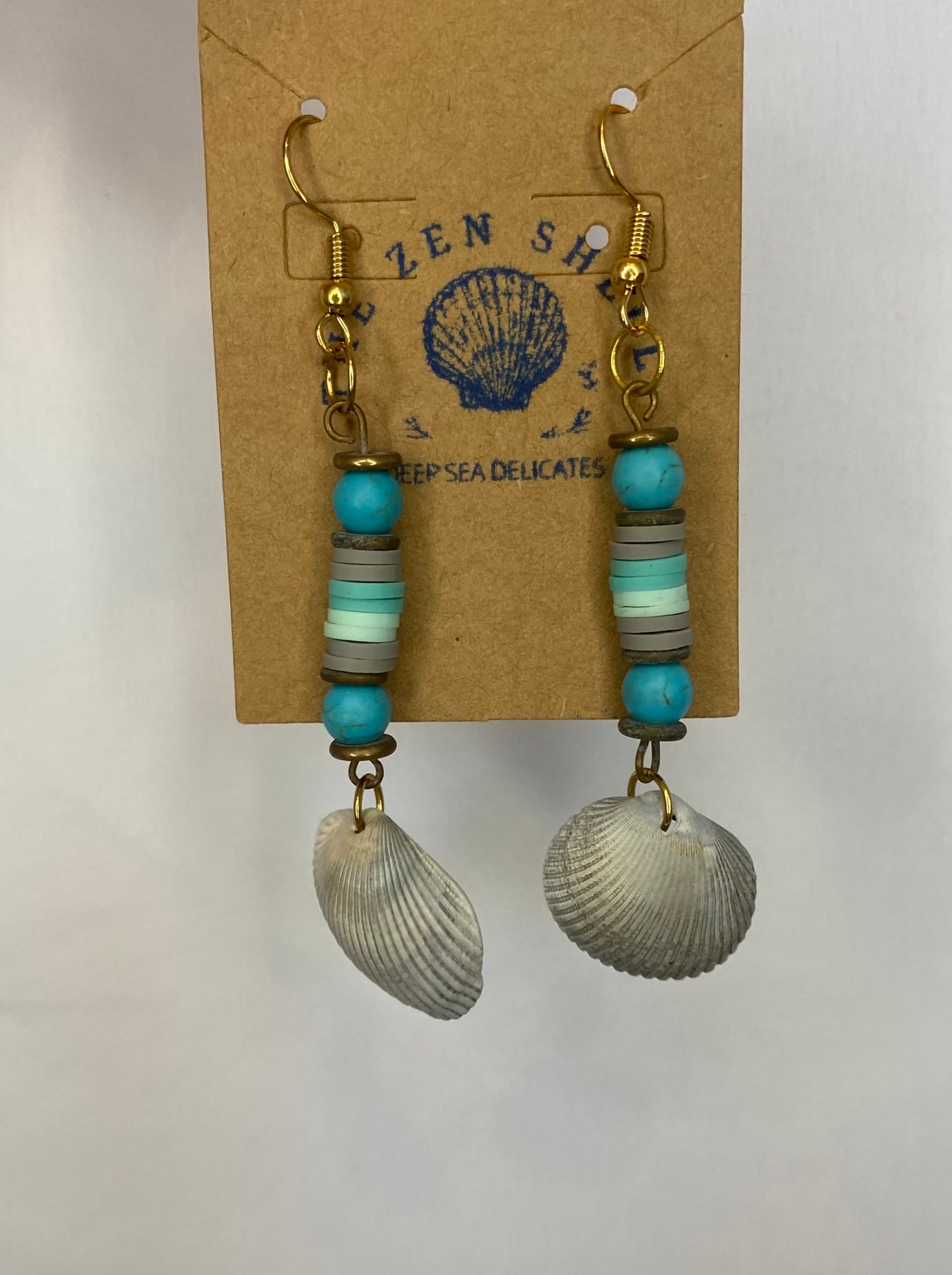 Turquoise Beaded Shell Earrings