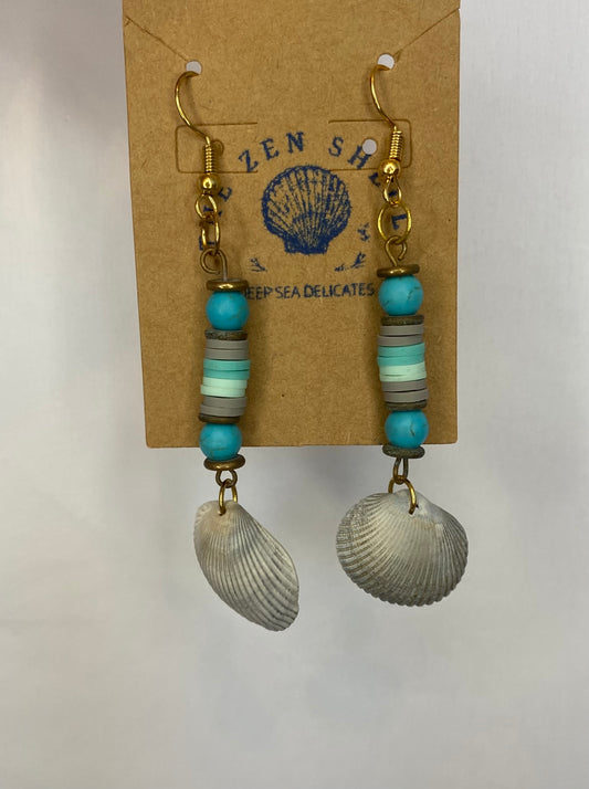 Turquoise Beaded Shell Earrings