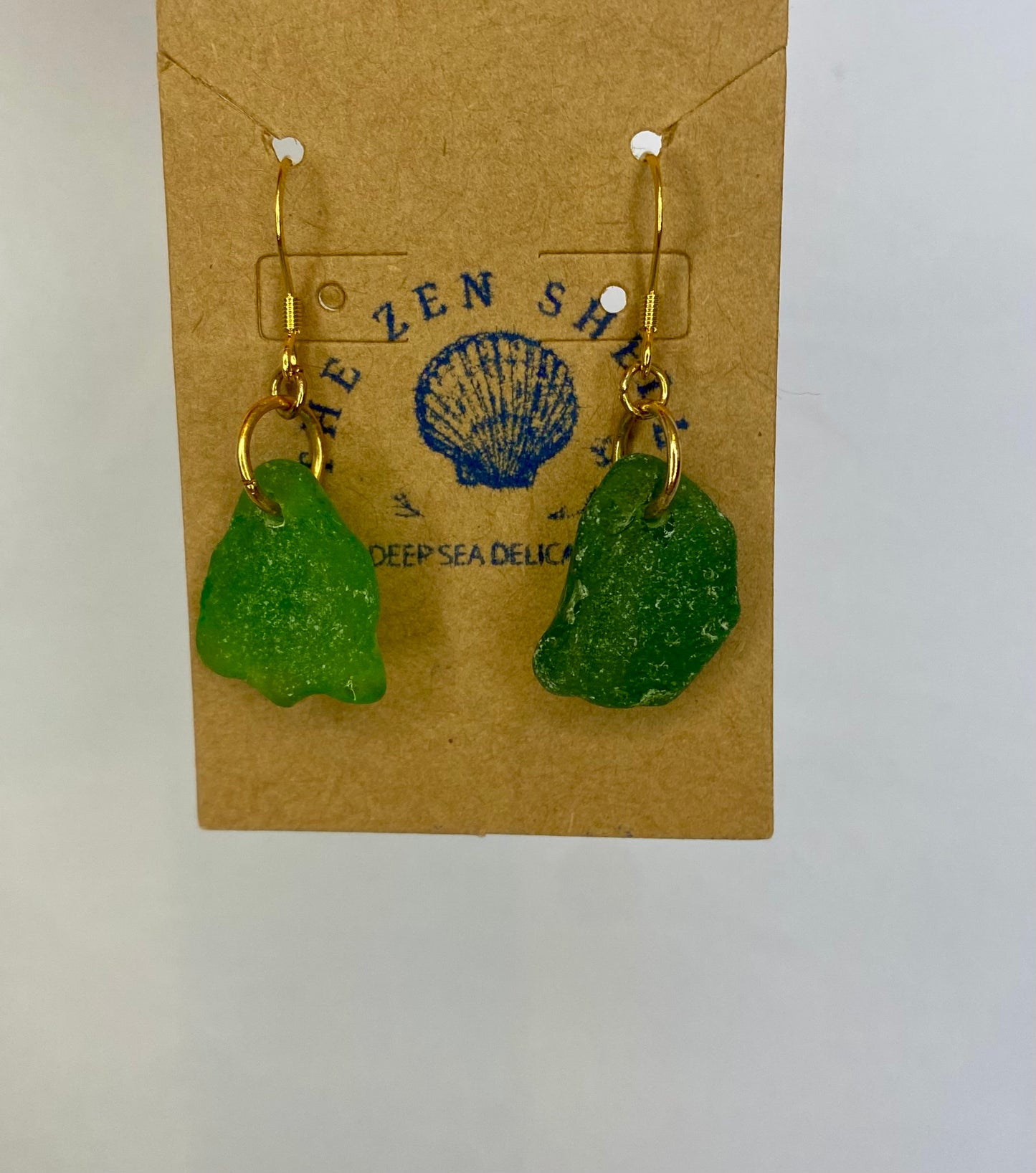 Green Sea Glass Earrings